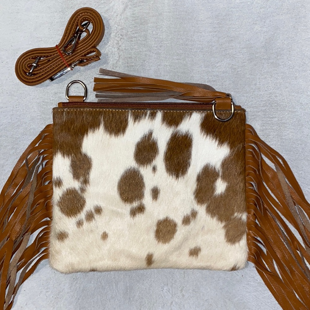 New Handmade Real Cowhide Leather Crossbody Purse Handbag Hair On